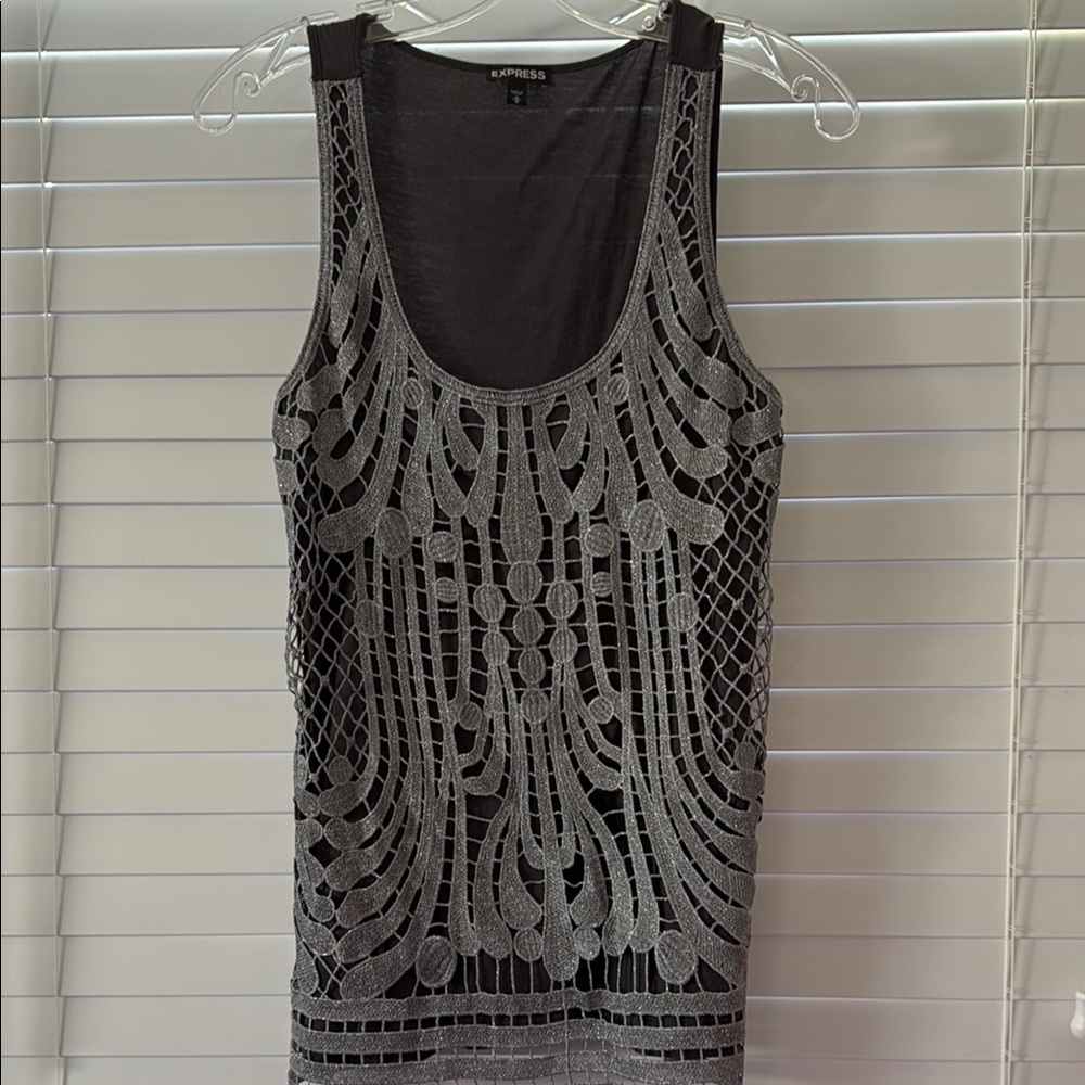 Express Gray Tank with Silver Detailing - Medium